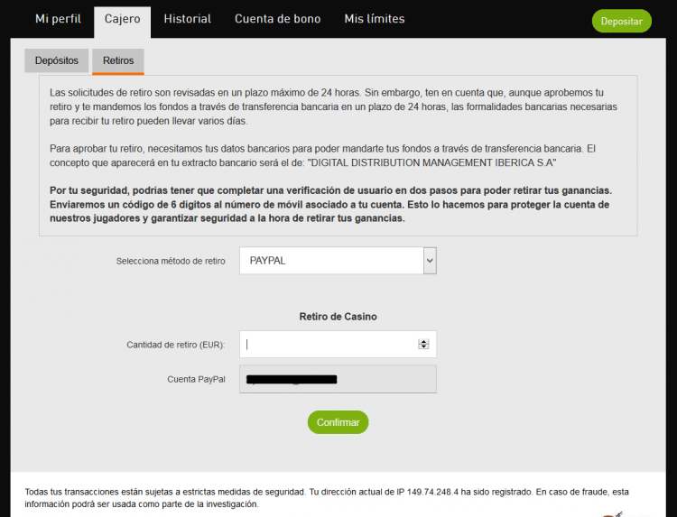 retiradas del casino777