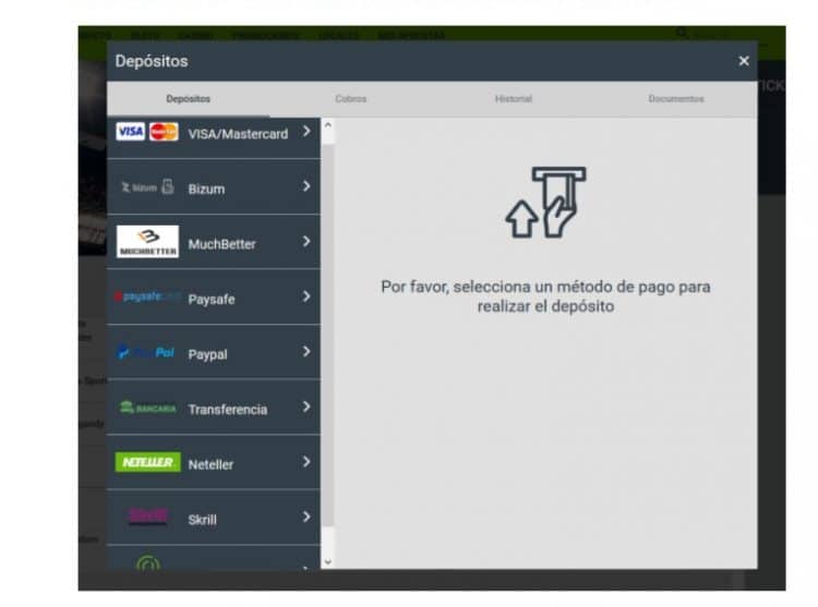 Depósitos en Codere casino