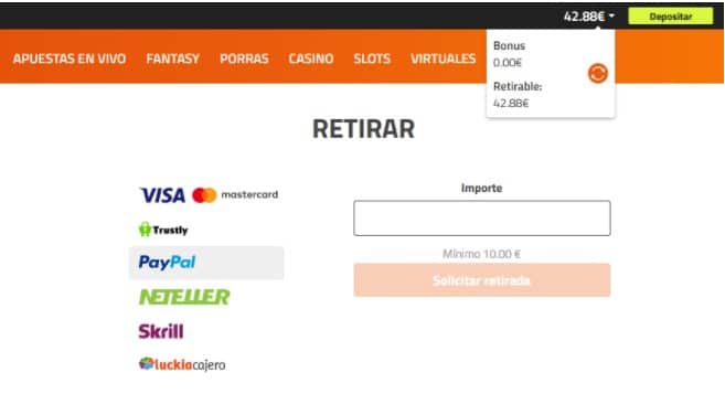 retirada de Luckia casino