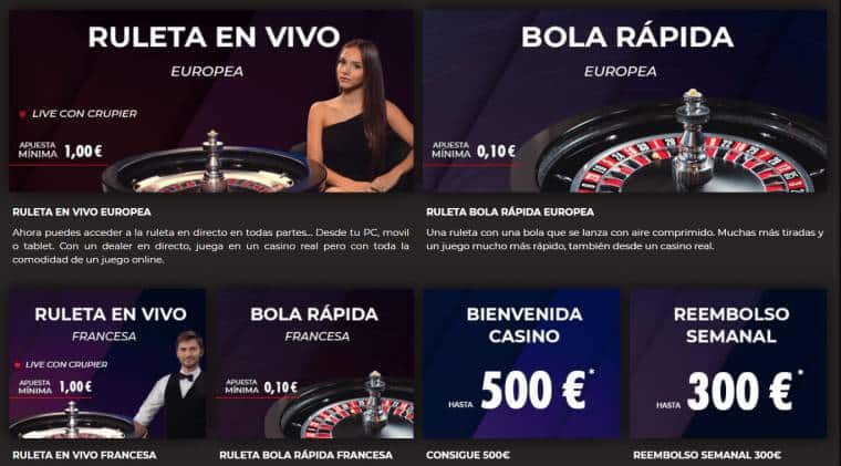 ejemplo de bonos para casino en vivo