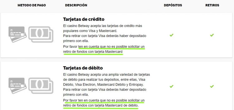depósitos y retiros en casinos online con Visa