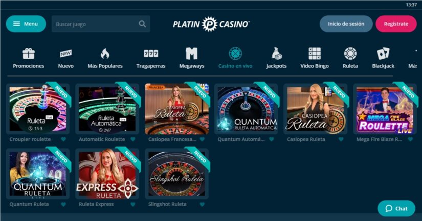 casino en vivo en Platincasino