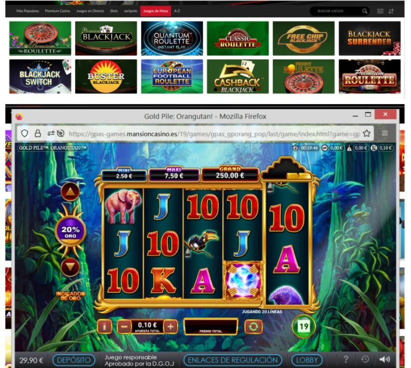 juego de casino gold pile: orangutan