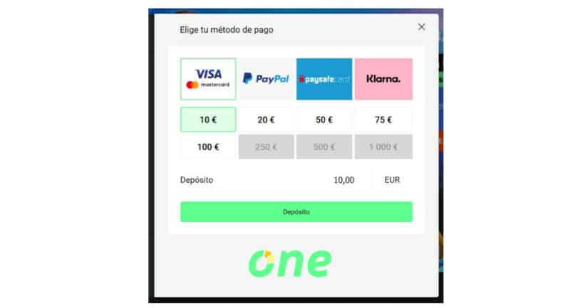 Métodos de pago en One Casino