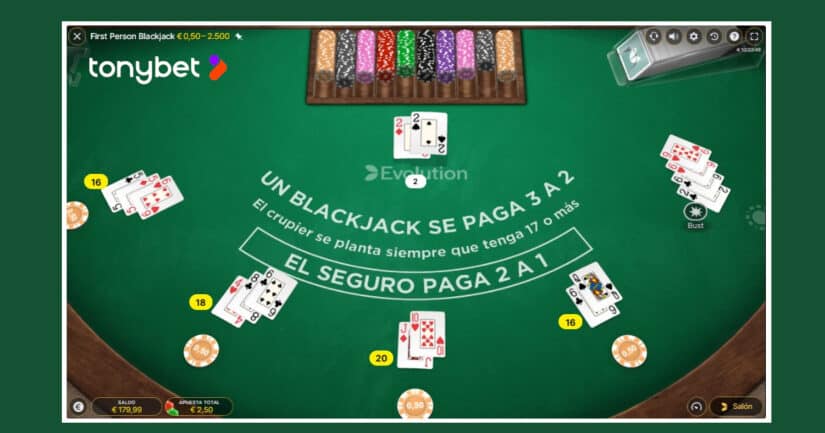 blackjack online en Tonybet