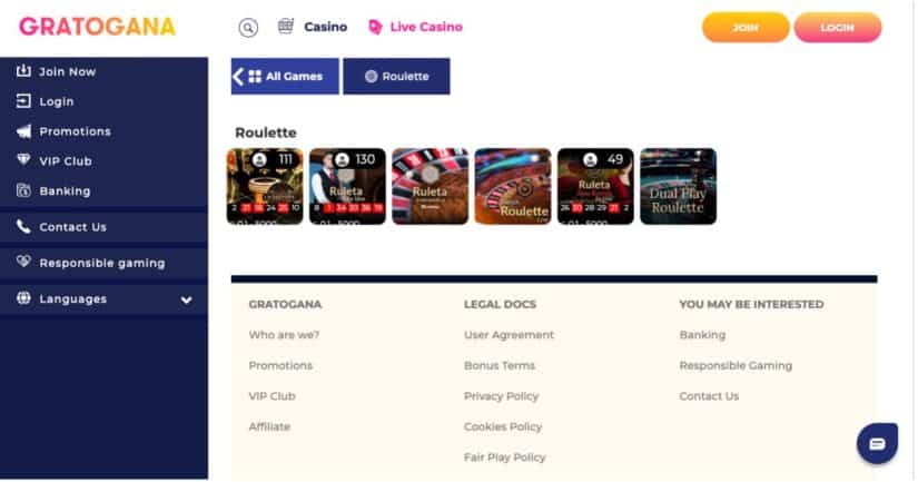 casino en vivo gratogana